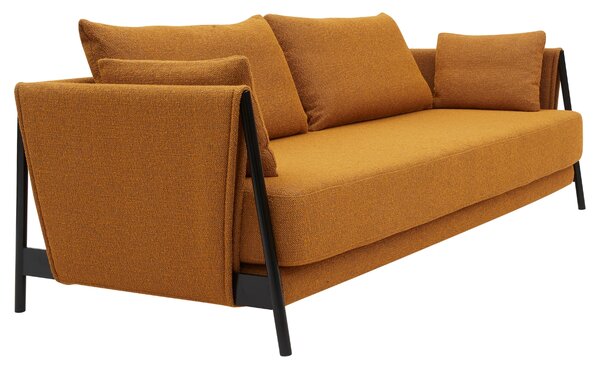 Oranžová bouclé rozkládací dvoumístná pohovka Softline Madison 209 cm