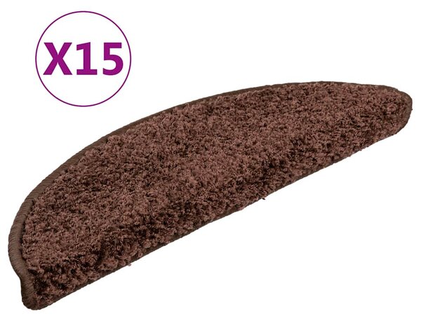 Schodové rohože 15 ks 56 x 17 x 3 cm hnědé půlkulaté 133895