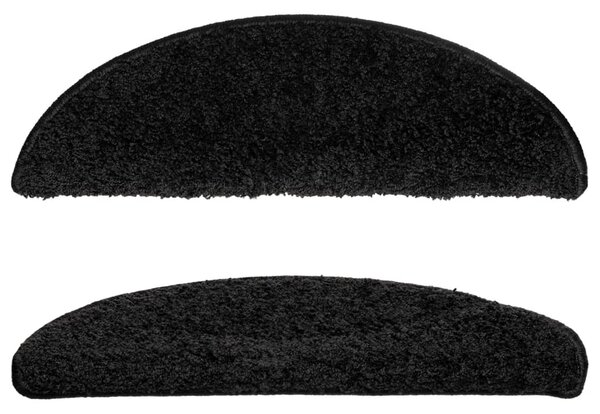 Schodové rohože 15 ks 56 x 17 x 3 cm černé, půlkulaté 133893