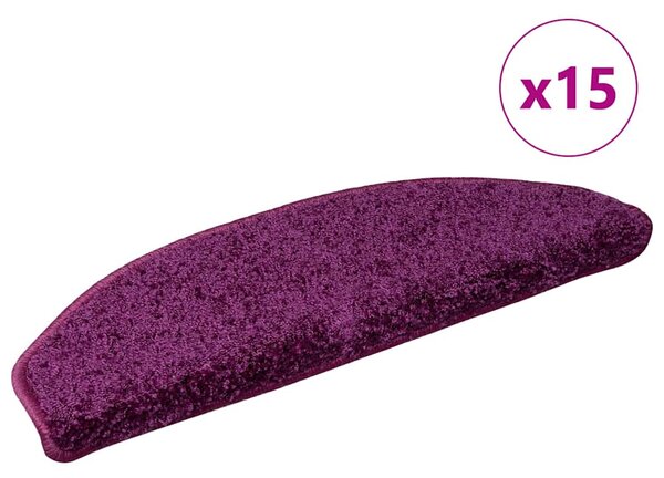 Schodové rohože 15 ks 65 x 21 x 4 cm fialové půlkulaté velké 133905
