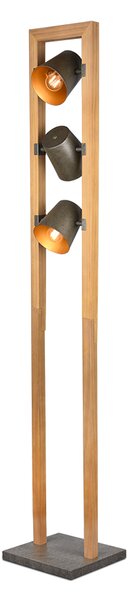 TRIO 401900367 BELL stojací lampa 3xE14 antický nikl, dřevo