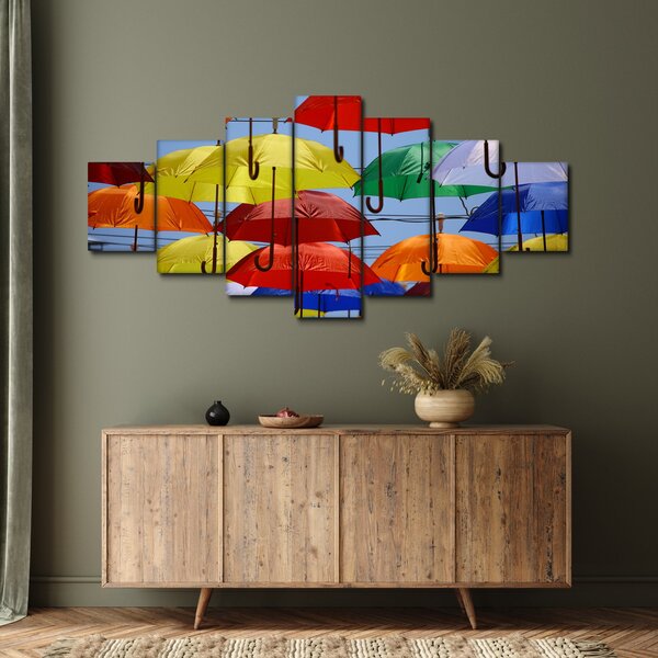 Obraz barevných deštníků (210x100 cm)