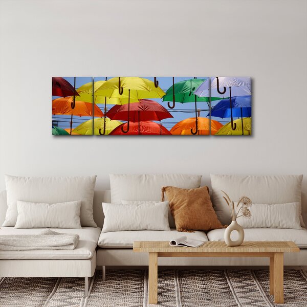 Obraz barevných deštníků (170x50 cm)