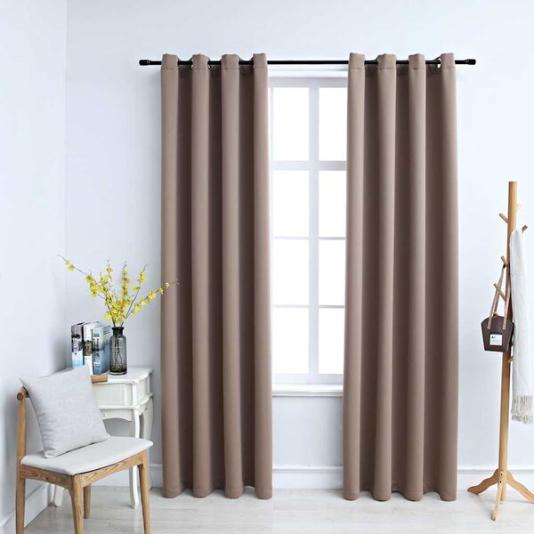 Zatemňovací závěsy s kovovými kroužky 2 ks taupe 140 x 245 cm 134436