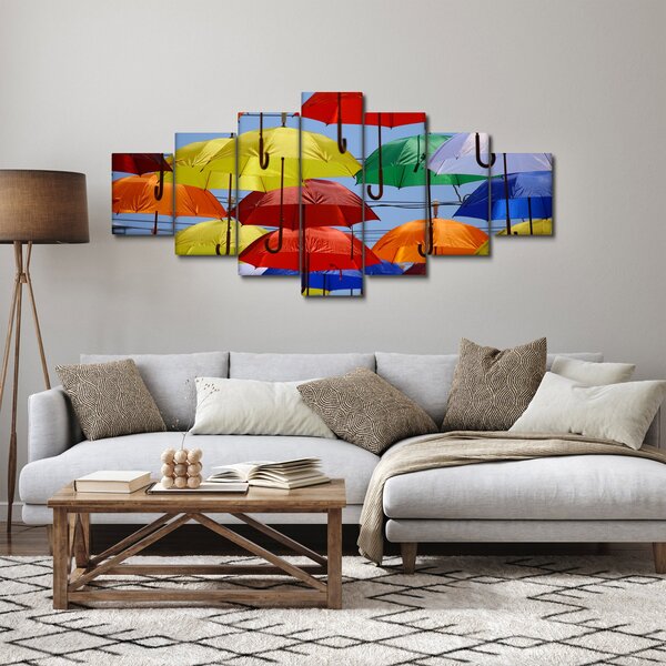 Obraz barevných deštníků (210x100 cm)