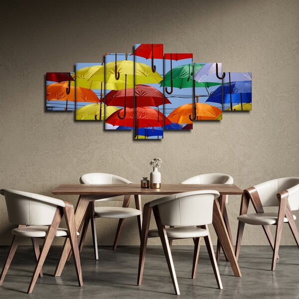 Obraz barevných deštníků (210x100 cm)