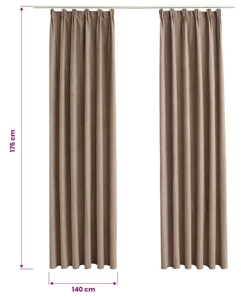 Zatemňovací závěsy s háčky 2 ks taupe 140 x 175 cm 134479