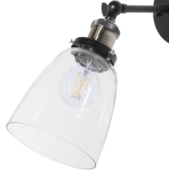 Sada 2 nástěnných lamp LOVAT Průhledná Černá Kov Nastavitelná