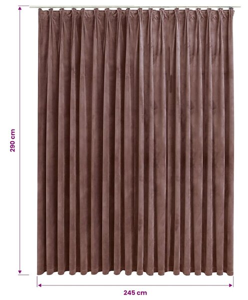 Zatemňovací závěs s háčky sametový starorůžový 290 x 245 cm 134527