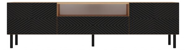 CAMILA 2K stylový TV stolek na nožičkách, černý/dub Artisan
