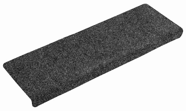Schodové rohože samolepicí 15 ks 65 x 21 x 4 cm tmavě šedé s obdélníkovým okrajem 134562