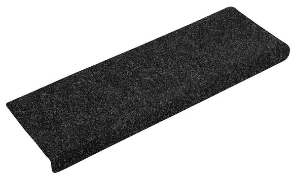 Schodové rohože samolepicí 15 ks 65 x 21 x 4 cm černé s obdélníkovým okrajem 134563