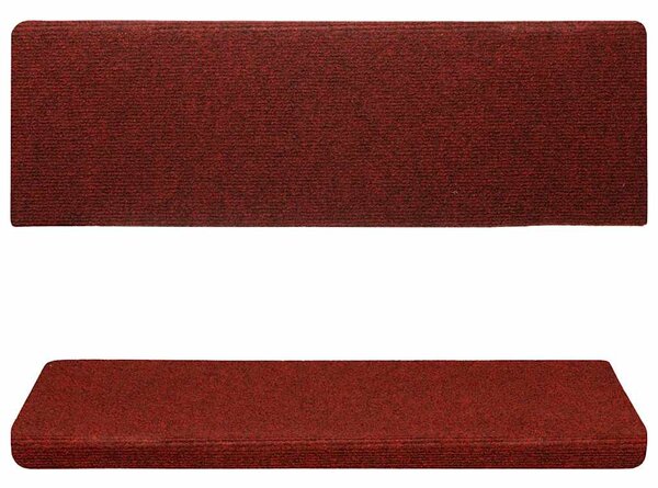 Schodové rohože samolepicí 15 ks 65 x 21 x 4 cm bordó červená s obdélníkovým okrajem 134565