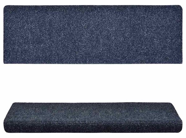 Schodové rohože samolepicí 15 ks 65 x 21 x 4 cm modré s obdélníkovým okrajem 134566