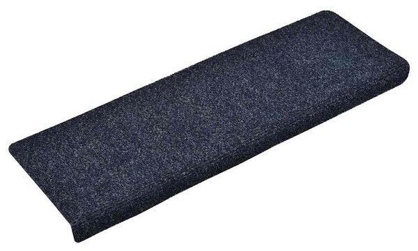 Schodové rohože samolepicí 15 ks 65 x 21 x 4 cm modré s obdélníkovým okrajem 134566