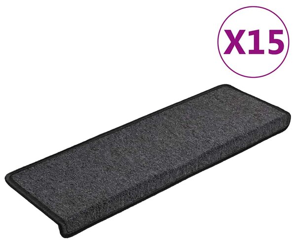 Schodové rohože 15 ks 65 x 21 x 4 cm antracitové s obdélníkovým okrajem 134567