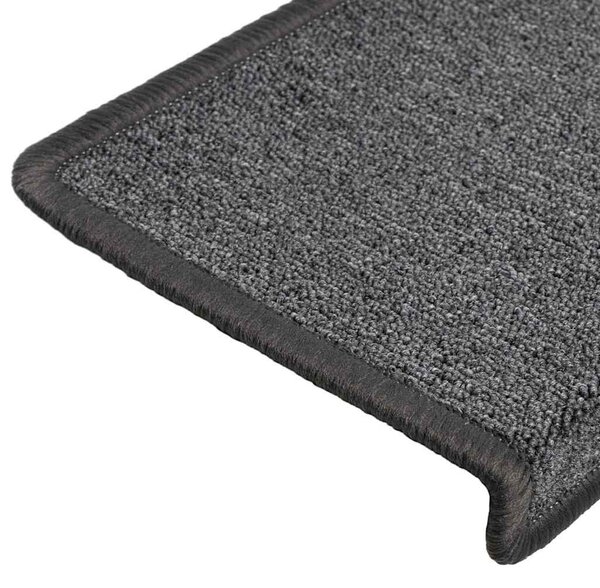 Schodové rohože 15 ks 65 x 21 x 4 cm tmavě šedé s obdélníkovým okrajem 134568