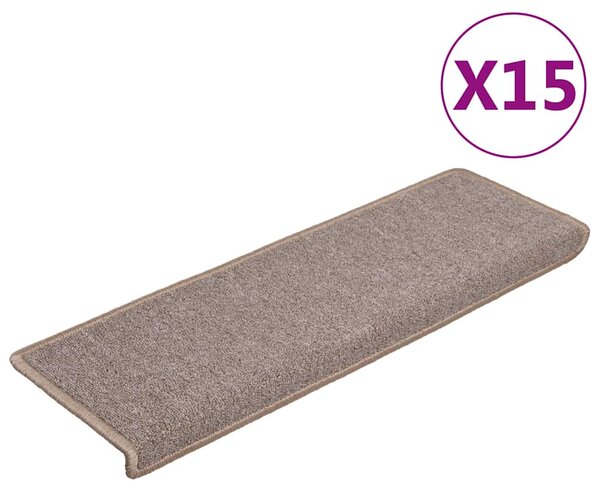 Schodové rohože 15 ks 65 x 21 x 4 cm světle hnědé s obdélníkovým okrajem 134569