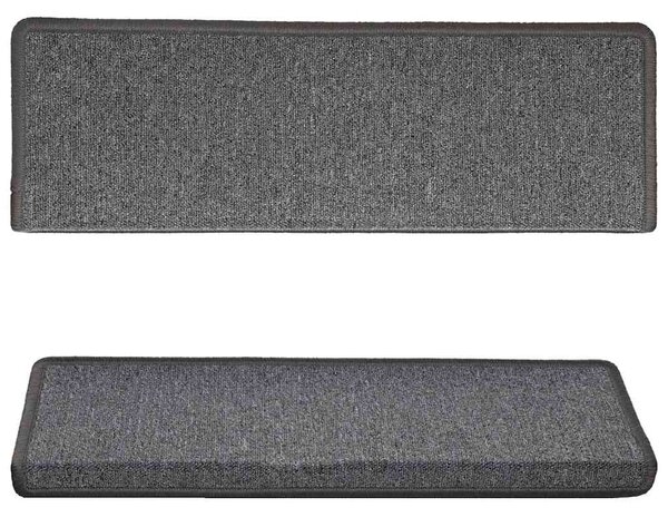 Schodové rohože 15 ks 65 x 21 x 4 cm tmavě šedé s obdélníkovým okrajem 134568