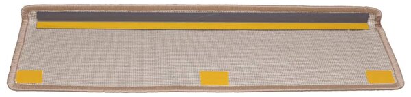 Schodové rohože 15 ks 65 x 21 x 4 cm světle hnědé s obdélníkovým okrajem 134569