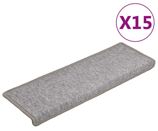 Schodové rohože 15 ks 65 x 21 x 4 cm světle šedé s obdélníkovým okrajem 134570