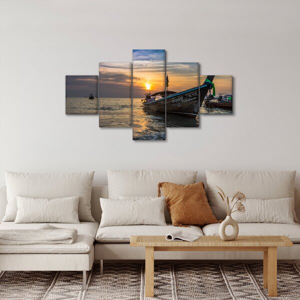 Obraz lodě u břehu (125x70 cm)