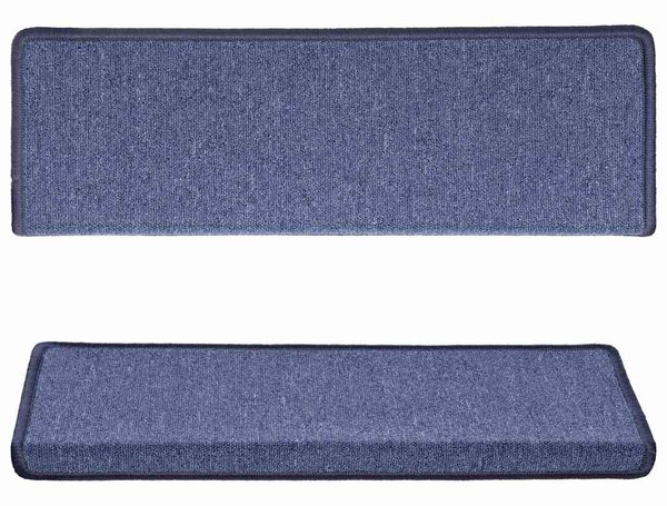 Schodové rohože 15 ks 65 x 21 x 4 cm modré s obdélníkovým okrajem 134574