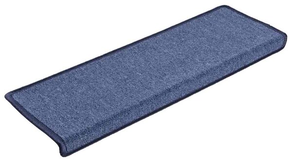 Schodové rohože 15 ks 65 x 21 x 4 cm modré s obdélníkovým okrajem 134574