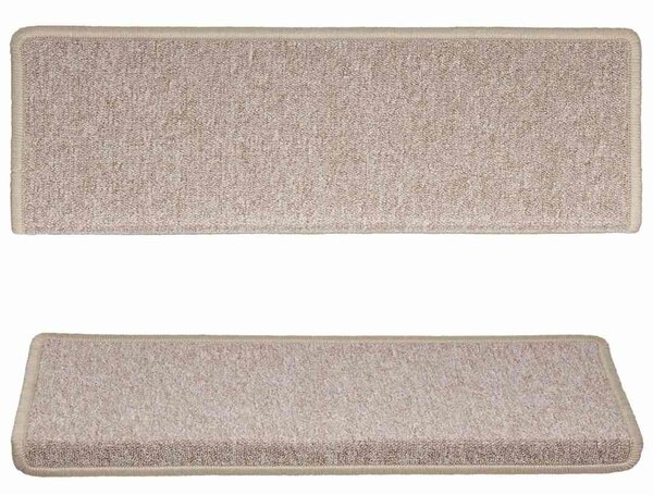 Schodové rohože 15 ks 65 x 21 x 4 cm béžové s obdélníkovým okrajem 134573