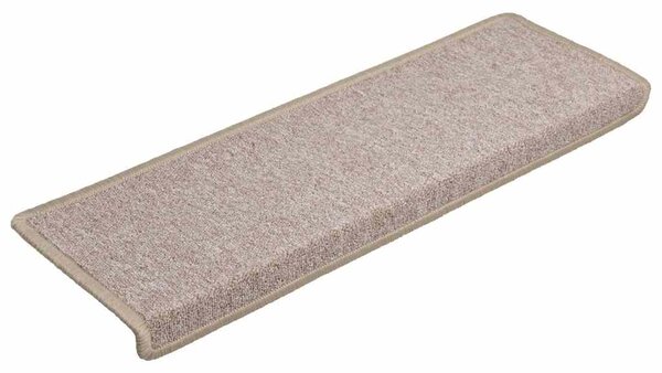 Schodové rohože 15 ks 65 x 21 x 4 cm béžové s obdélníkovým okrajem 134573