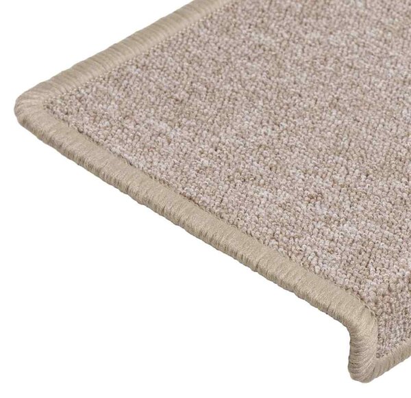 Schodové rohože 15 ks 65 x 21 x 4 cm béžové s obdélníkovým okrajem 134573
