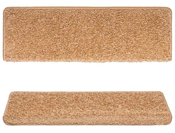 Schodové rohože 15 ks 65 x 21 x 4 cm béžové s obdélníkovým okrajem 134577