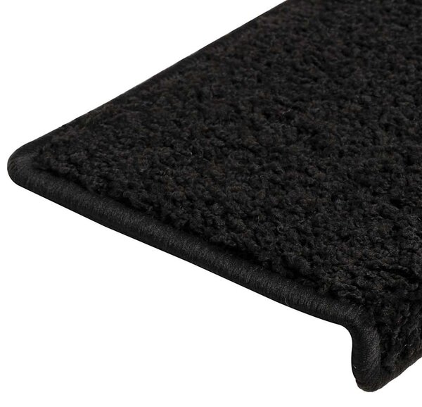 Schodové rohože 15 ks 65 x 21 x 4 cm černé s obdélníkovým okrajem 134576
