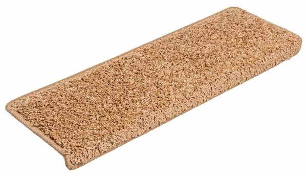 Schodové rohože 15 ks 65 x 21 x 4 cm béžové s obdélníkovým okrajem 134577