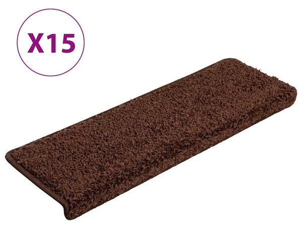 Schodové rohože 15 ks 65 x 21 x 4 cm hnědé s obdélníkovým okrajem 134578