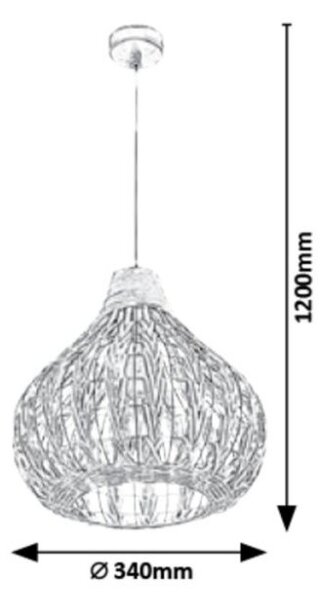 RABALUX 7604 Zahara závěsné svítidlo E27 1X max. 40W ratan, černá