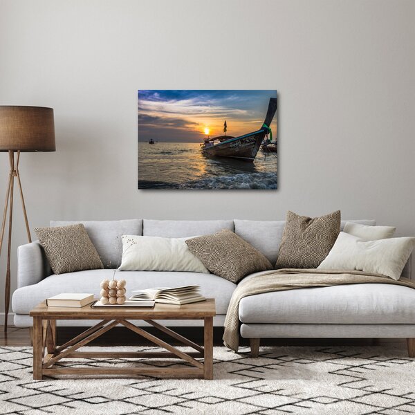 Obraz lodě u břehu (70x50 cm)