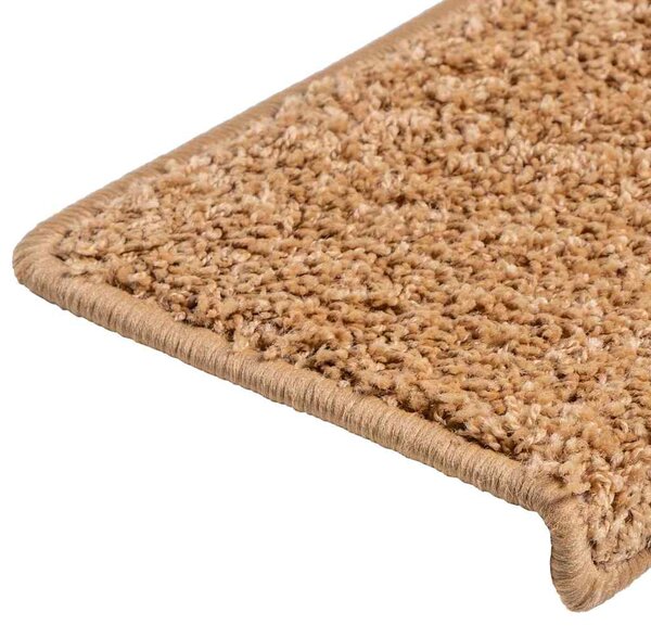 Schodové rohože 15 ks 65 x 21 x 4 cm béžové s obdélníkovým okrajem 134577
