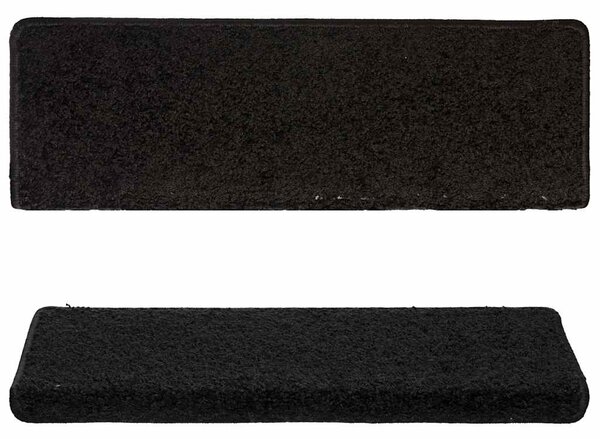 Schodové rohože 15 ks 65 x 21 x 4 cm černé s obdélníkovým okrajem 134576