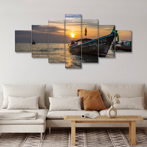 Obraz lodě u břehu (210x100 cm)
