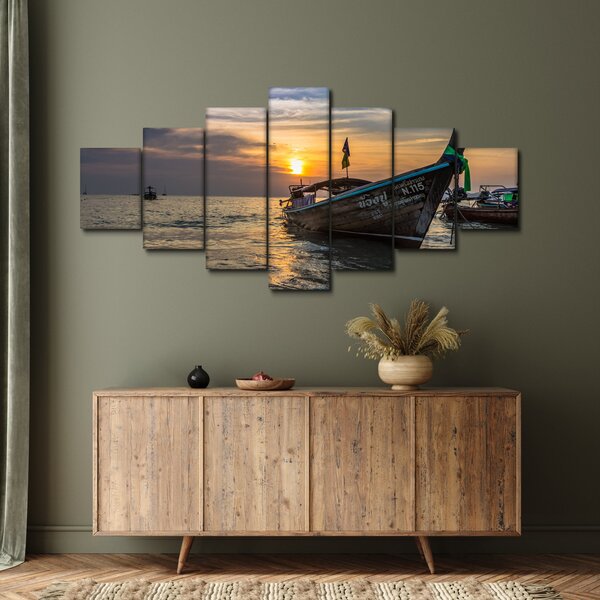 Obraz lodě u břehu (210x100 cm)