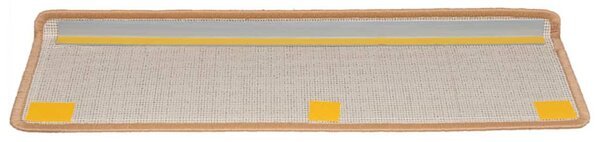 Schodové rohože 15 ks 65 x 21 x 4 cm béžové s obdélníkovým okrajem 134577