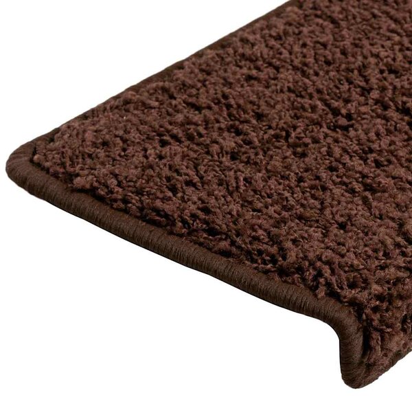 Schodové rohože 15 ks 65 x 21 x 4 cm hnědé s obdélníkovým okrajem 134578