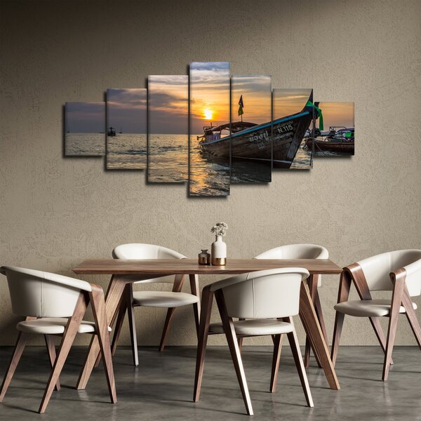 Obraz lodě u břehu (210x100 cm)