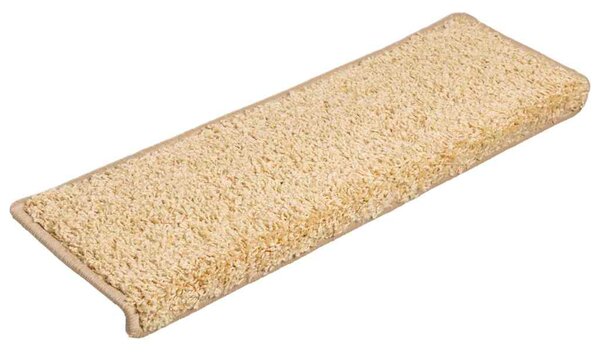 Schodové rohože 15 ks 65 x 21 x 4 cm krémové s obdélníkovým okrajem 134579