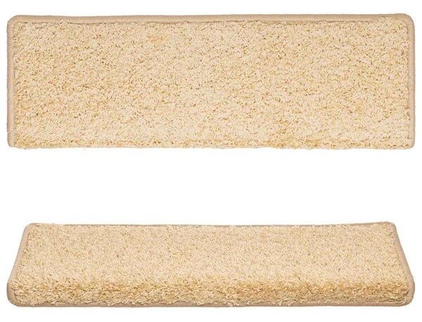Schodové rohože 15 ks 65 x 21 x 4 cm krémové s obdélníkovým okrajem 134579