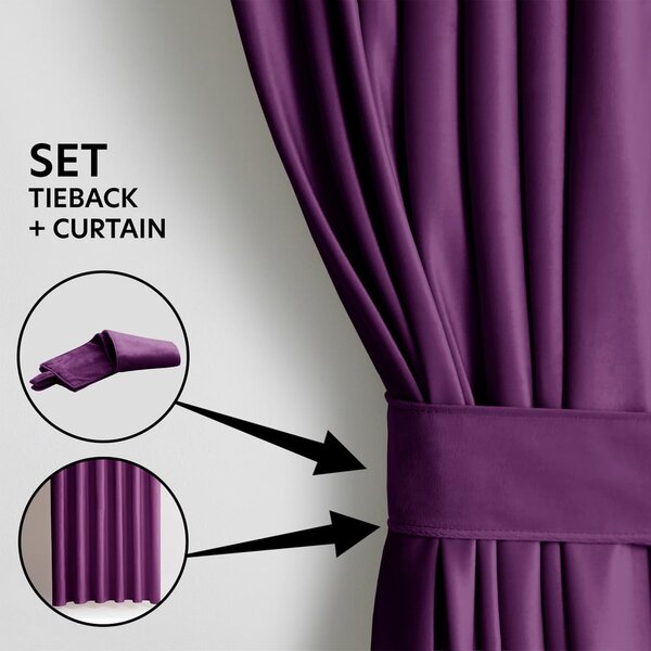 Fialový sametový dimout závěs 140x270 cm Pleat – Restilo
