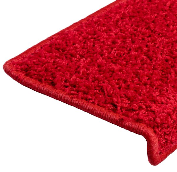 Schodové rohože 15 ks 65 x 21 x 4 cm červené s obdélníkovým okrajem 134582
