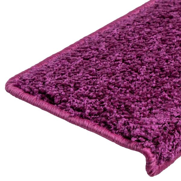 Schodové rohože 15 ks 65 x 21 x 4 cm fialové s obdélníkovým okrajem 134580