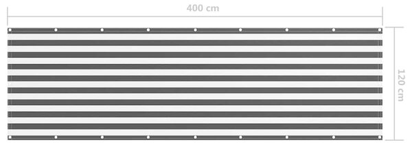Balkónová zástěna antracitová a bílá 120x400 cm oxfordská látka 134885